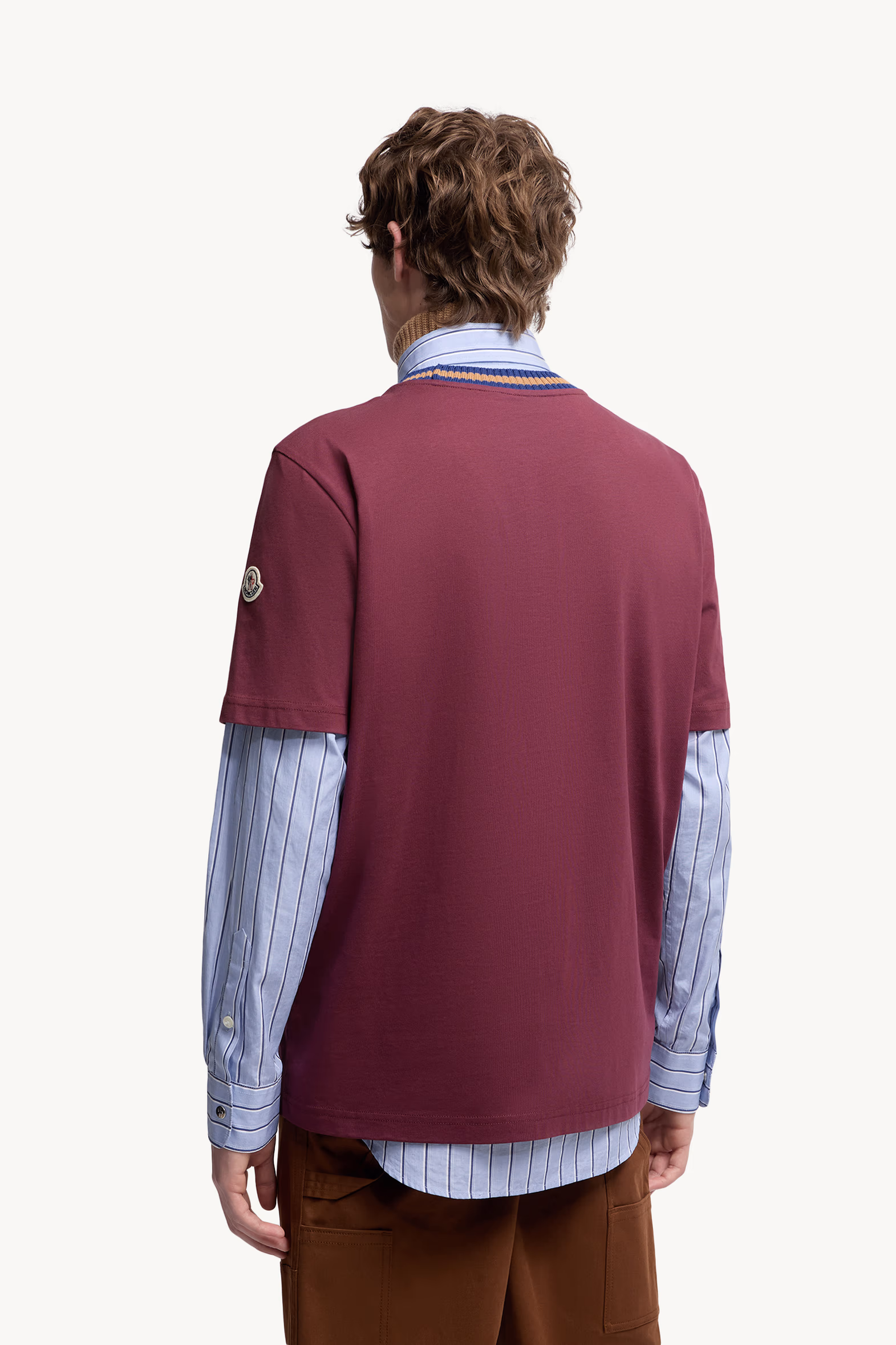 T-shirt en coton à logo brodé Hommes Bordeaux Moncler 5